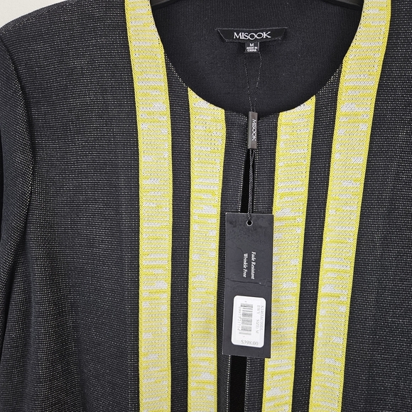 Misook Black Yellow Trim Sweater Jacket Cardigan Size M NWT - Picture 5 of 8